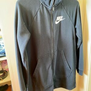 Nike Black Full-Zip Hoodie with White Logo